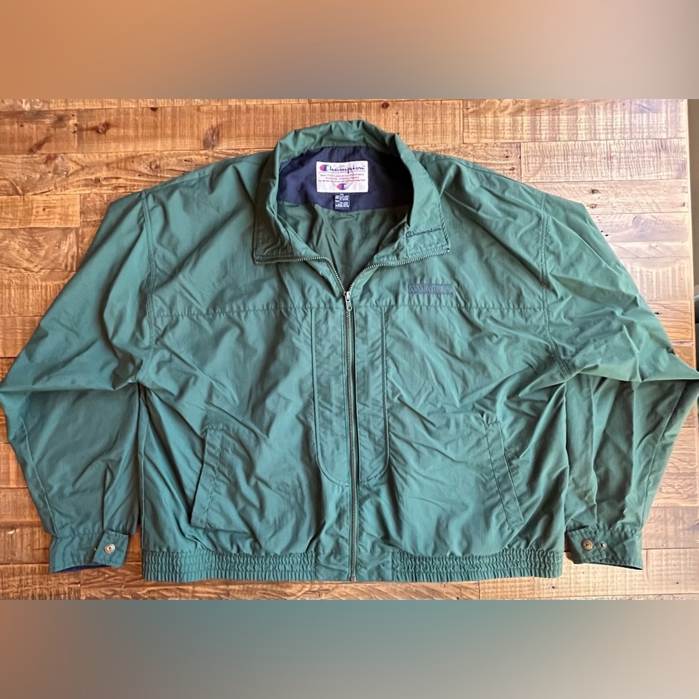 VINTAGE SEWN/EMBROIDERED CHAMPION NOTRE DAME GREEN AND BLUE JACKET XXL